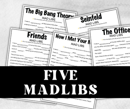 TV Sitcom trivia Bundle, Trivia Quiz, family activity, Friendsgiving, xmas family reunion, tv show theme trivia, bachelorette night fun game-Holidays -TheHustlingCatLady-Party Games