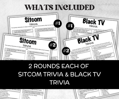 TV Sitcom trivia Bundle, Trivia Quiz, family activity, Friendsgiving, xmas family reunion, tv show theme trivia, bachelorette night fun game-Holidays -TheHustlingCatLady-Party Games