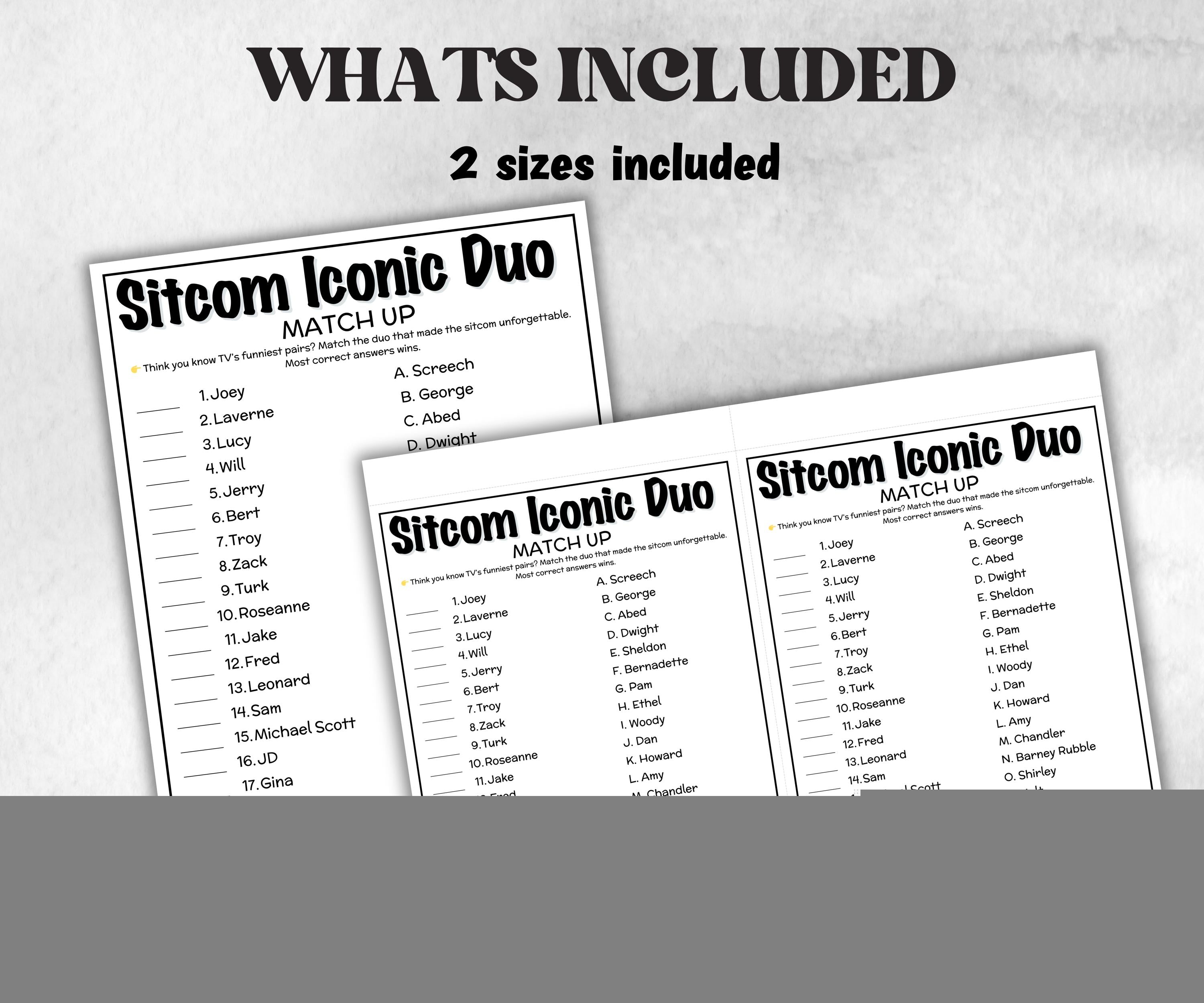 TV Sitcom trivia Bundle, Trivia Quiz, family activity, Friendsgiving, xmas family reunion, tv show theme trivia, bachelorette night fun game-Holidays -TheHustlingCatLady-Party Games