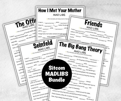 TV Sitcom Madlibs, Friends trivia party Game, Sitcom Trivia Quiz, Senior Game night, family activity, Friendsgiving, tv show theme, Madlibs-Holidays -TheHustlingCatLady-Party Games