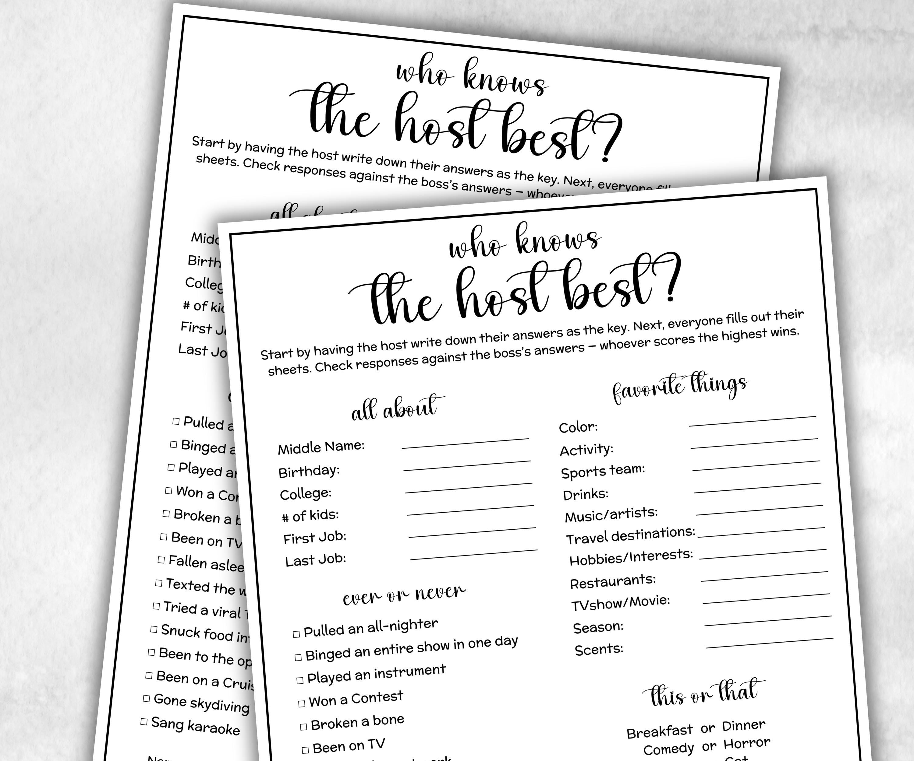 Who knows the host best, What would the host choose game, Farewell activity, wine cheese night, game night basket, holiday adult party game-Holidays -TheHustlingCatLady-Party Games