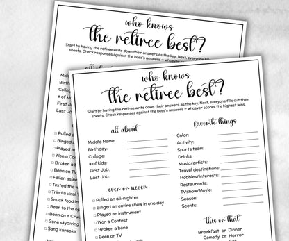 How well do you know the retiree, office party game, fun nurse retirement, Team Building Idea, Workplace quiz, team member survey questions-Holidays -TheHustlingCatLady-Party Games