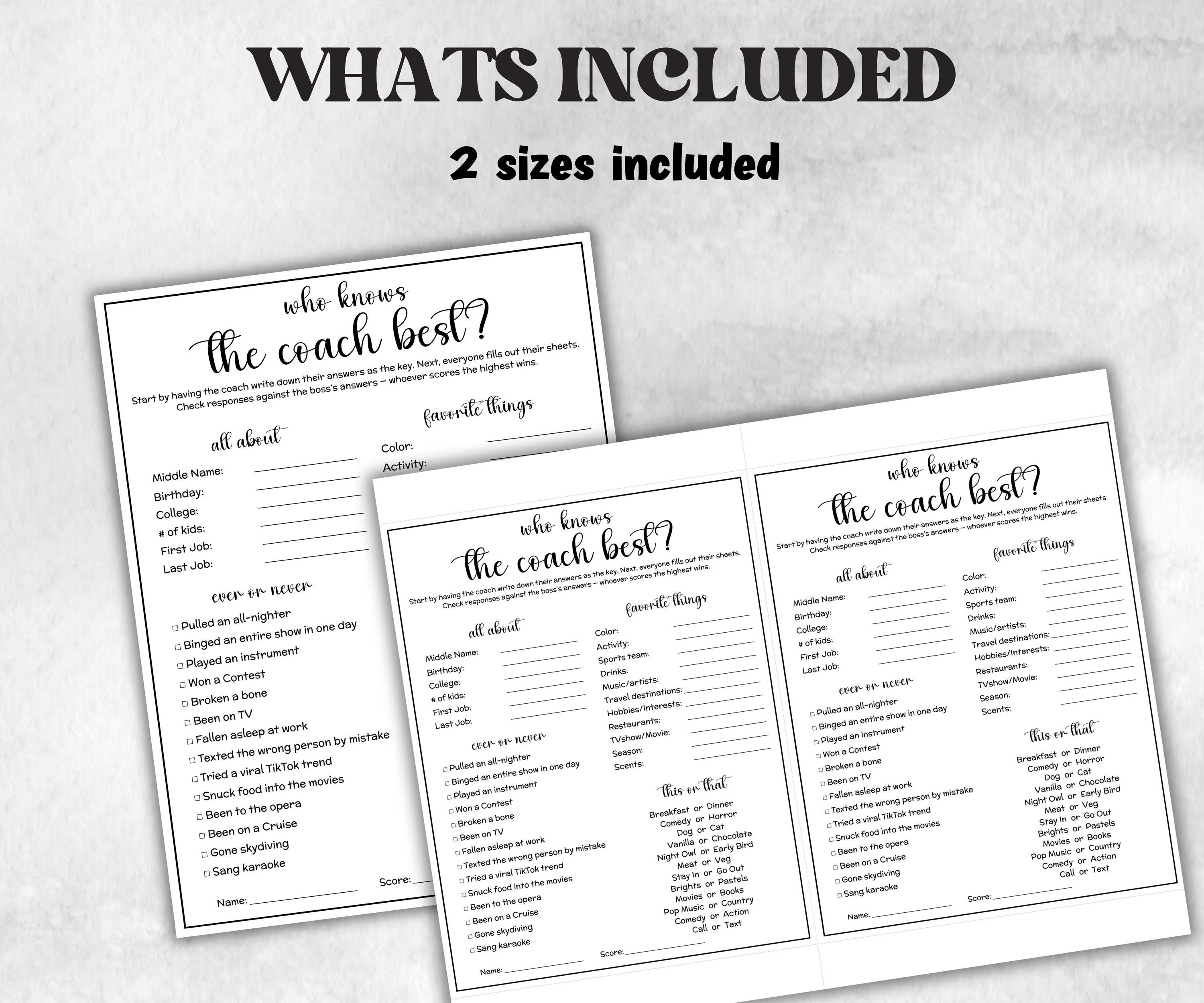 How well do you know the coach, sports team, coach birthday, Sports Holiday, coworker questions, adults questionnaire, team member survey-Holidays -TheHustlingCatLady-Party Games