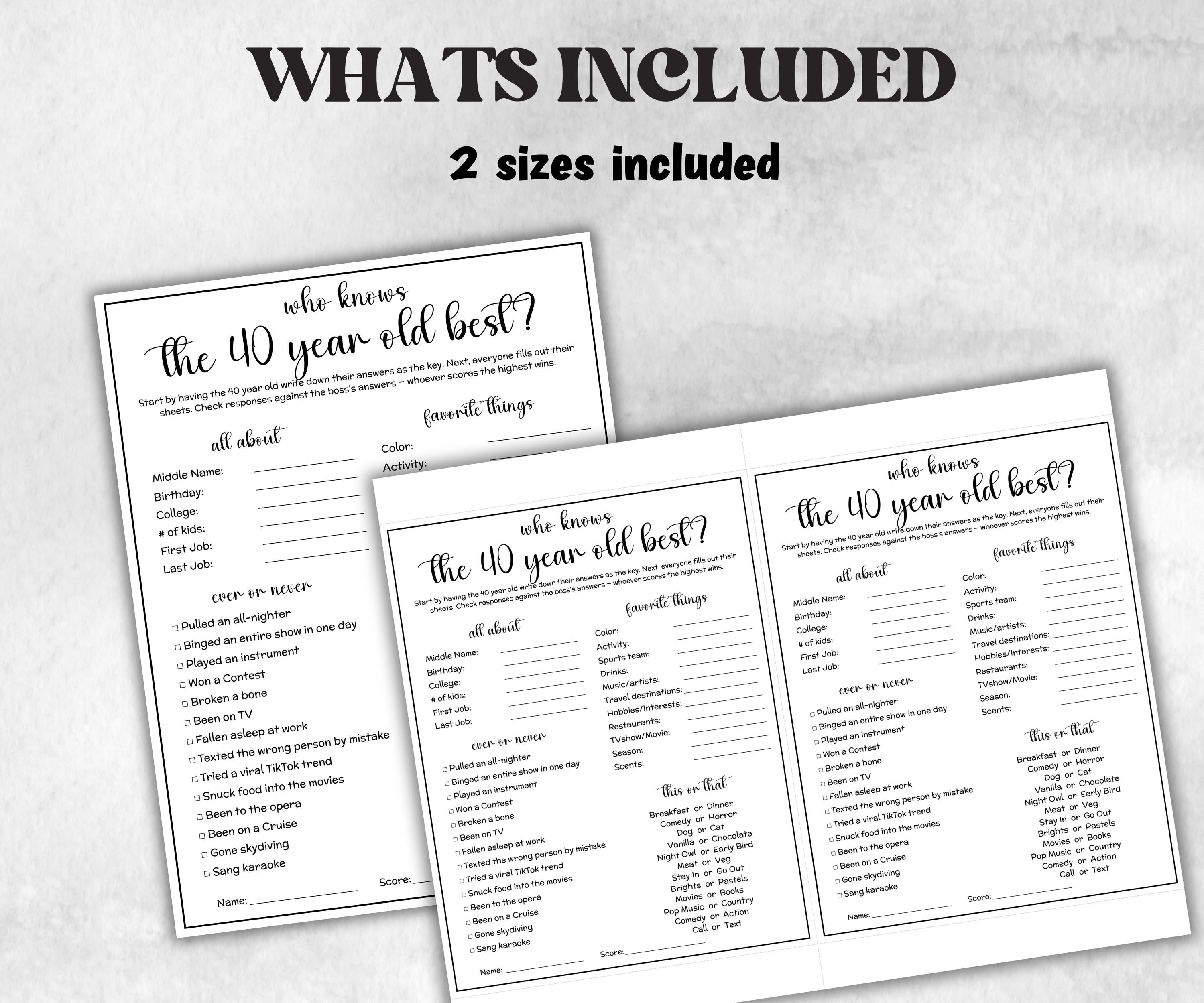 40th Birthday Game Idea, 40 year old 1985, who knows him her best, who knows her best, 40th BDay Party Decorations, miletone 1985 birthday-Holidays -TheHustlingCatLady-Party Games