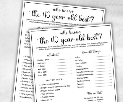 40th Birthday Game Idea, 40 year old 1985, who knows him her best, who knows her best, 40th BDay Party Decorations, miletone 1985 birthday-Holidays -TheHustlingCatLady-Party Games