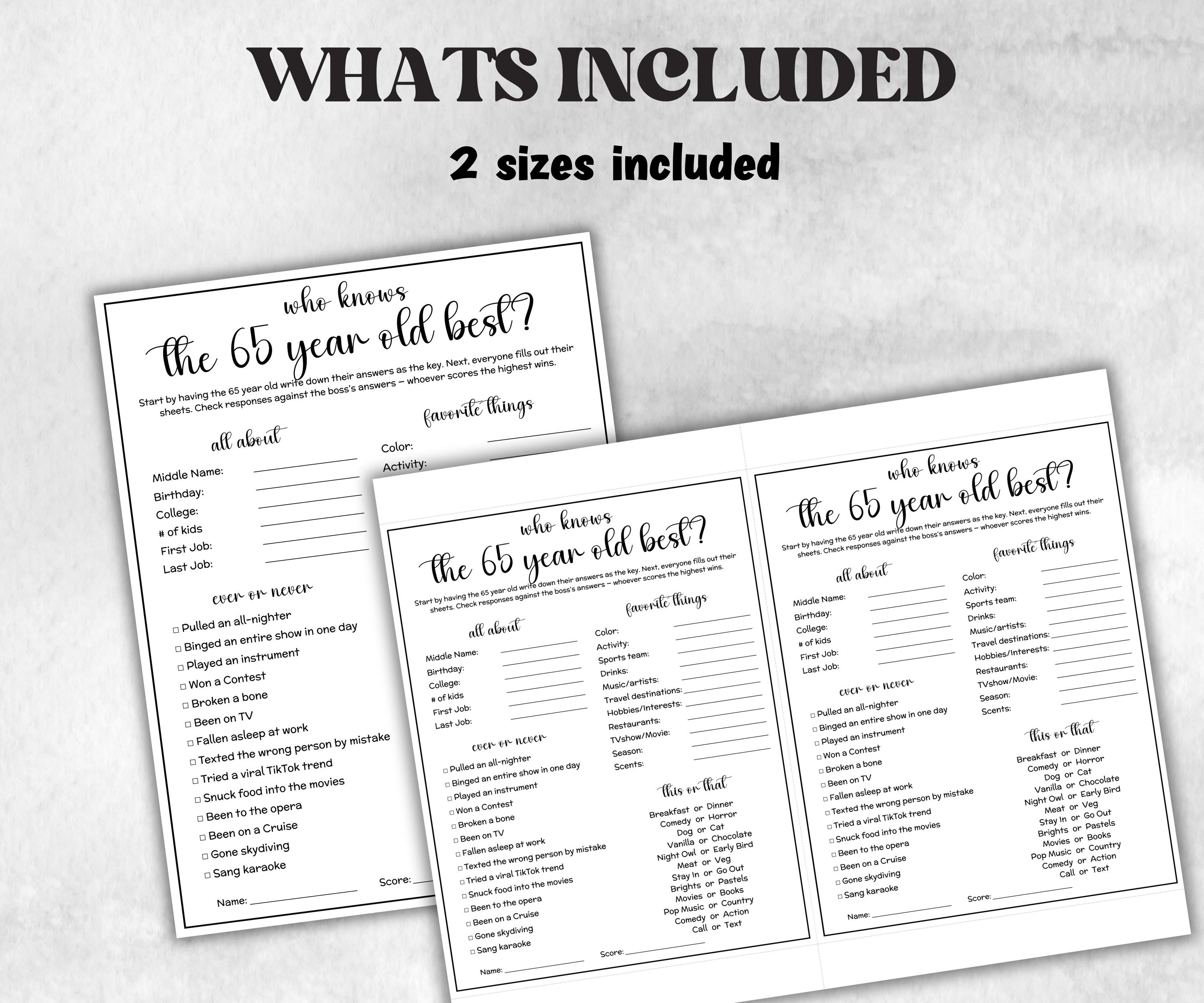 65th Birthday Game Idea, 66 year old 1960, who knows him her best, who knows her best, 65th BDay Party Decorations, vintage 1960 birthday-Holidays -TheHustlingCatLady-Party Games
