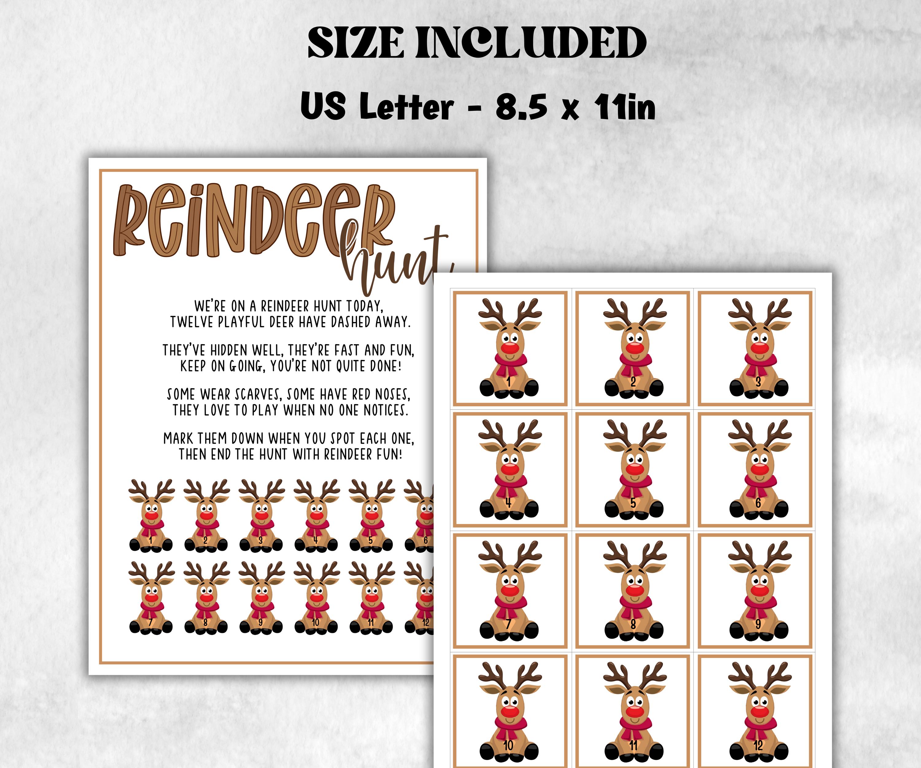 Reindeer scavenger hunt game, kids Reindeer games, xmas scavenger hunt, kids teens seniors, birthday themed party, school classroom games-Christmas -TheHustlingCatLady-Party Games
