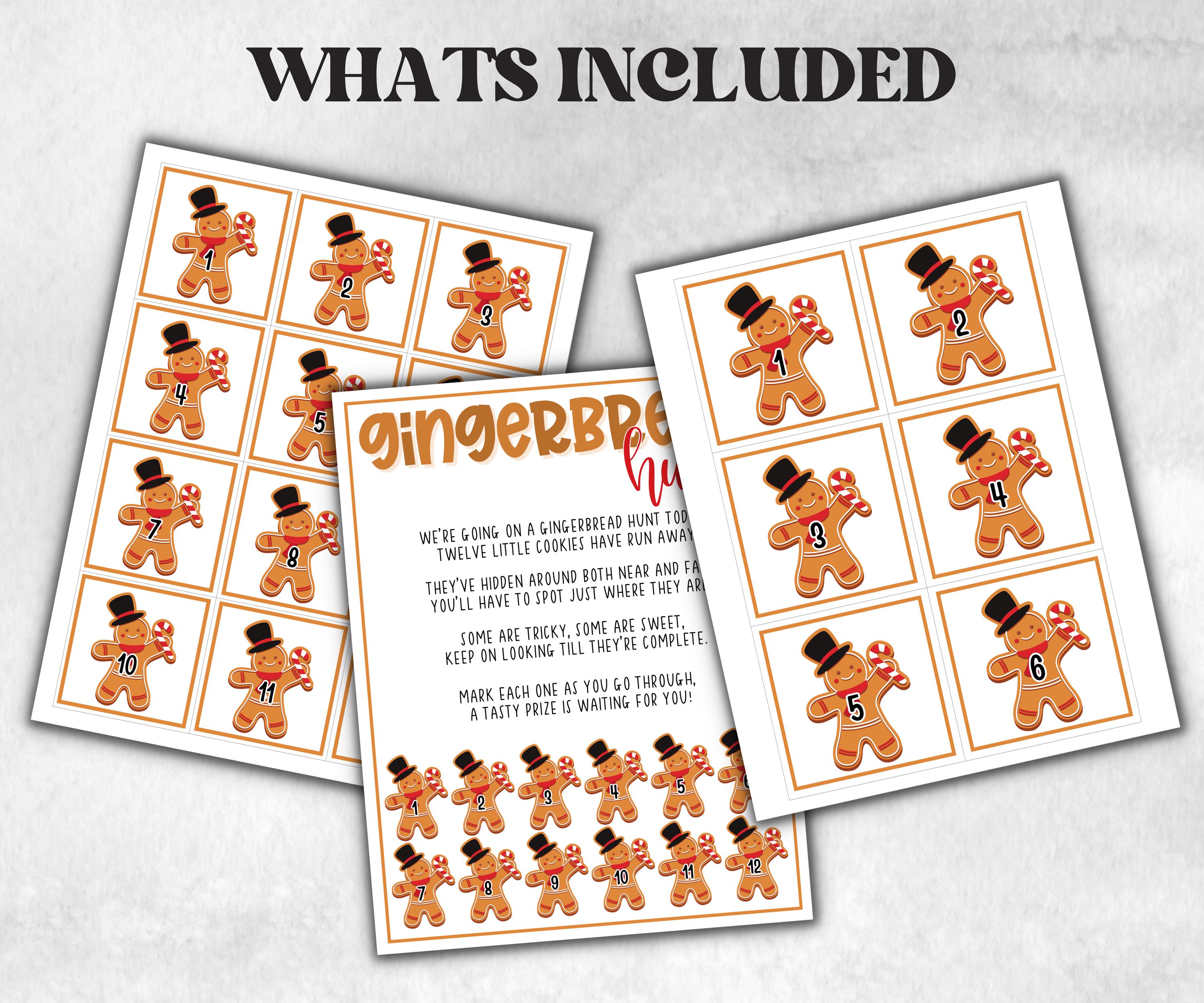 Gingerbread scavenger hunt game, kids gingerbread game, xmas scavenger hunt, kids teens senior, birthday themed party, school classroom game-Christmas -TheHustlingCatLady-Party Games
