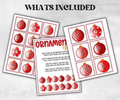 Ornament scavenger hunt game, kids tree ornament game, xmas scavenger hunt, kids teens senior, birthday themed party, school classroom game-Christmas -TheHustlingCatLady-Party Games