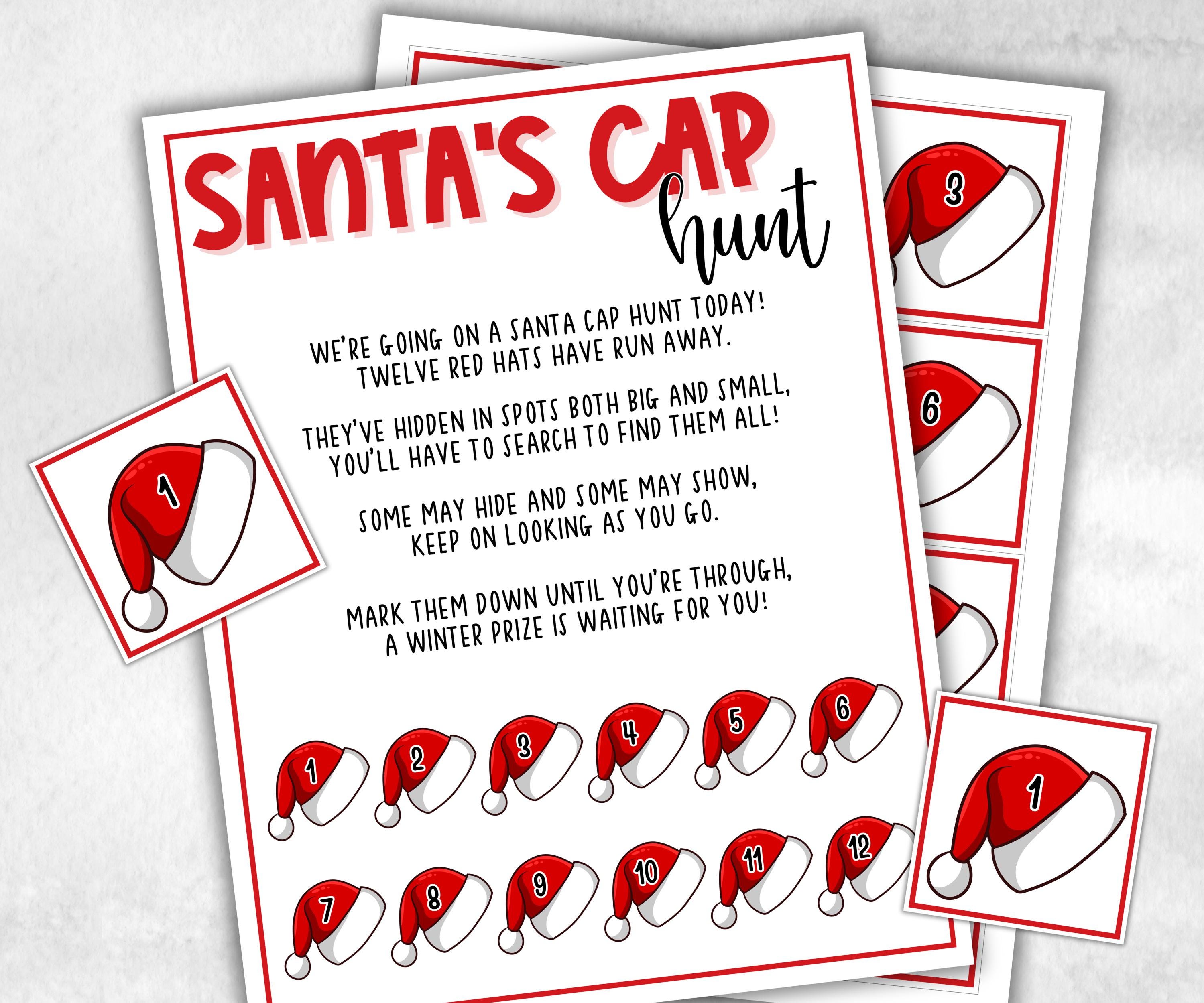 Santa's Cap scavenger hunt game, kids santa's hat games, xmas scavenger hunt, kids teens seniors, birthday themed party, school classroom-Christmas -TheHustlingCatLady-Party Games