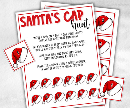 Santa's Cap scavenger hunt game, kids santa's hat games, xmas scavenger hunt, kids teens seniors, birthday themed party, school classroom-Christmas -TheHustlingCatLady-Party Games
