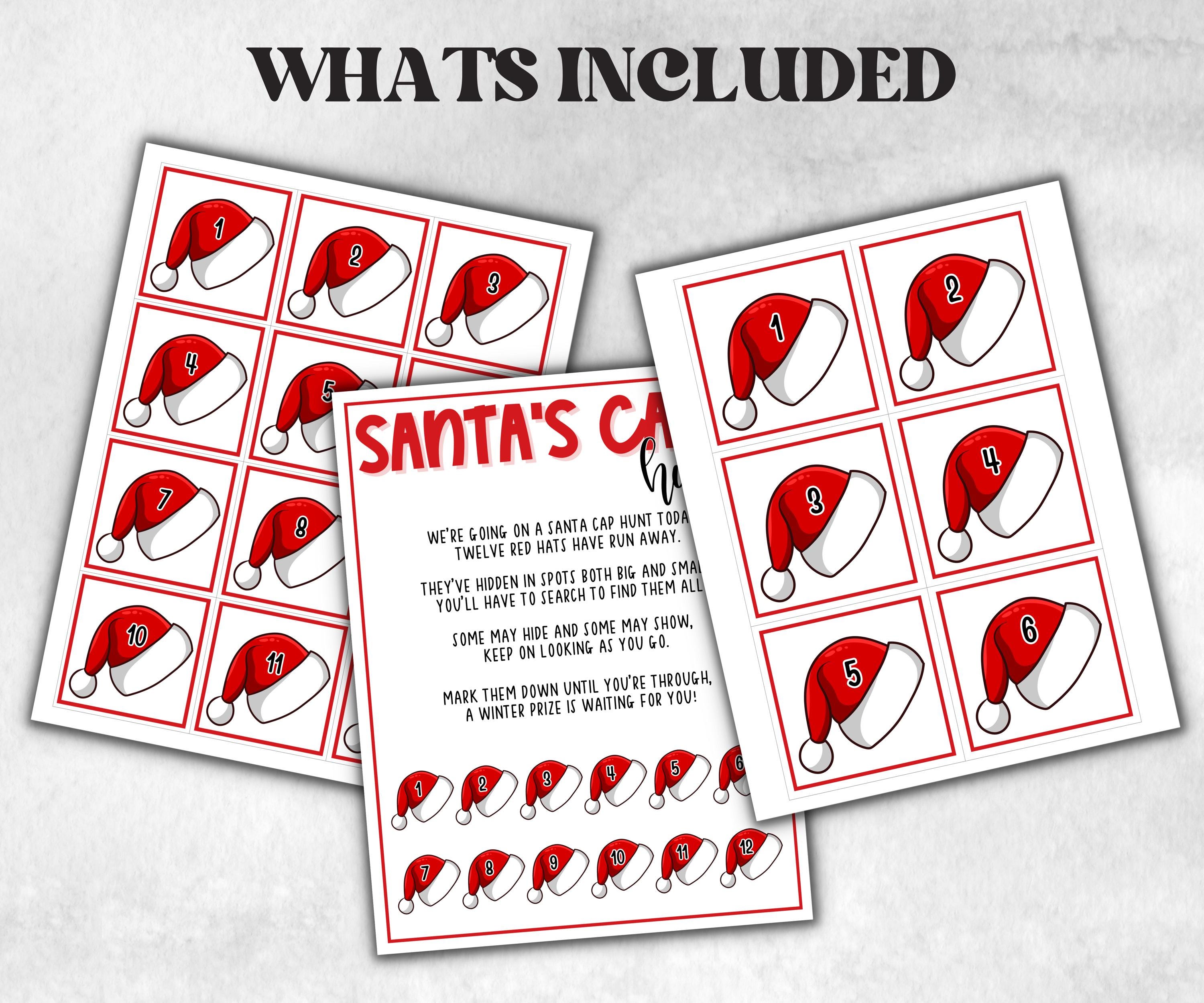 Santa's Cap scavenger hunt game, kids santa's hat games, xmas scavenger hunt, kids teens seniors, birthday themed party, school classroom-Christmas -TheHustlingCatLady-Party Games
