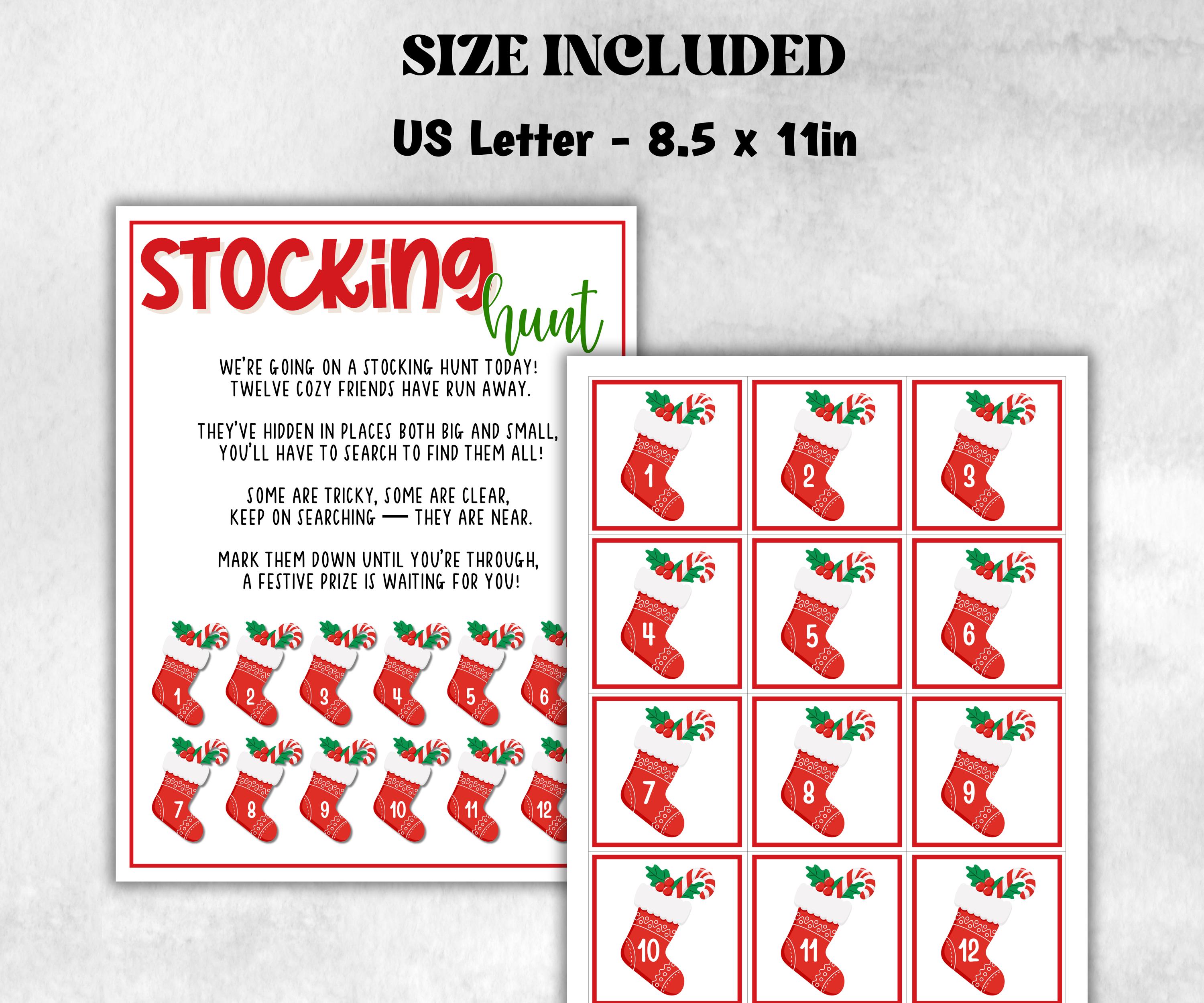 Stocking scavenger hunt game, kids stocking games, xmas scavenger hunt, kids teens seniors, birthday themed party, school classroom kid game-Christmas -TheHustlingCatLady-Party Games