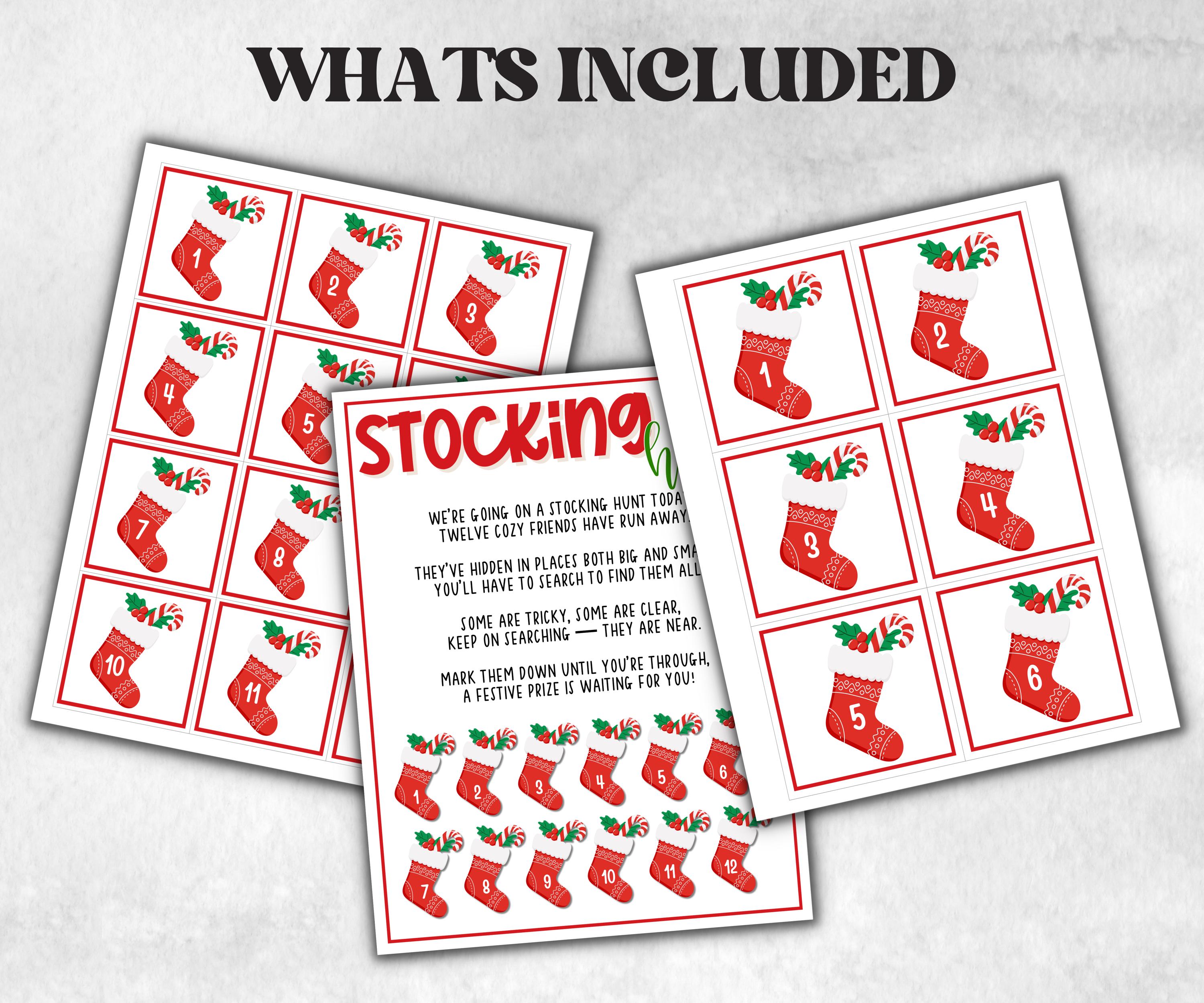 Stocking scavenger hunt game, kids stocking games, xmas scavenger hunt, kids teens seniors, birthday themed party, school classroom kid game-Christmas -TheHustlingCatLady-Party Games