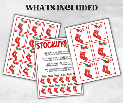 Stocking scavenger hunt game, kids stocking games, xmas scavenger hunt, kids teens seniors, birthday themed party, school classroom kid game-Christmas -TheHustlingCatLady-Party Games