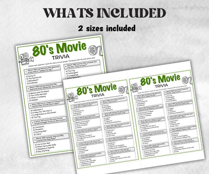 1980s Movie Trivia Game, Decades Movie Quiz, Silver Screen Movie Quote Trivia, 40th Birthday, senior game Night, Movie Award Ceremony Party-Holidays -TheHustlingCatLady-Party Games