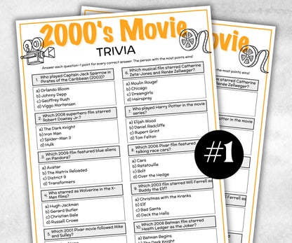 2000s Movie Trivia Game, Decades Movie Quiz, Silver Screen Movie Quote Trivia, 25th Birthday, senior game Night, Movie Award Ceremony Party-Holidays -TheHustlingCatLady-Party Games
