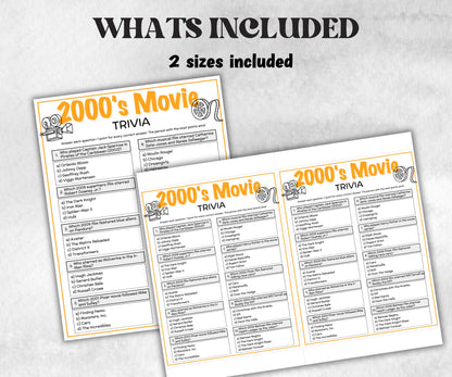2000s Movie Trivia Game, Decades Movie Quiz, Silver Screen Movie Quote Trivia, 25th Birthday, senior game Night, Movie Award Ceremony Party-Holidays -TheHustlingCatLady-Party Games