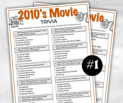 2010s Movie Trivia Game, Decades Movie Quiz, Silver Screen Movie Quote Trivia, Teen Birthday, senior game Night, Movie Award Ceremony Party-Holidays -TheHustlingCatLady-Party Games