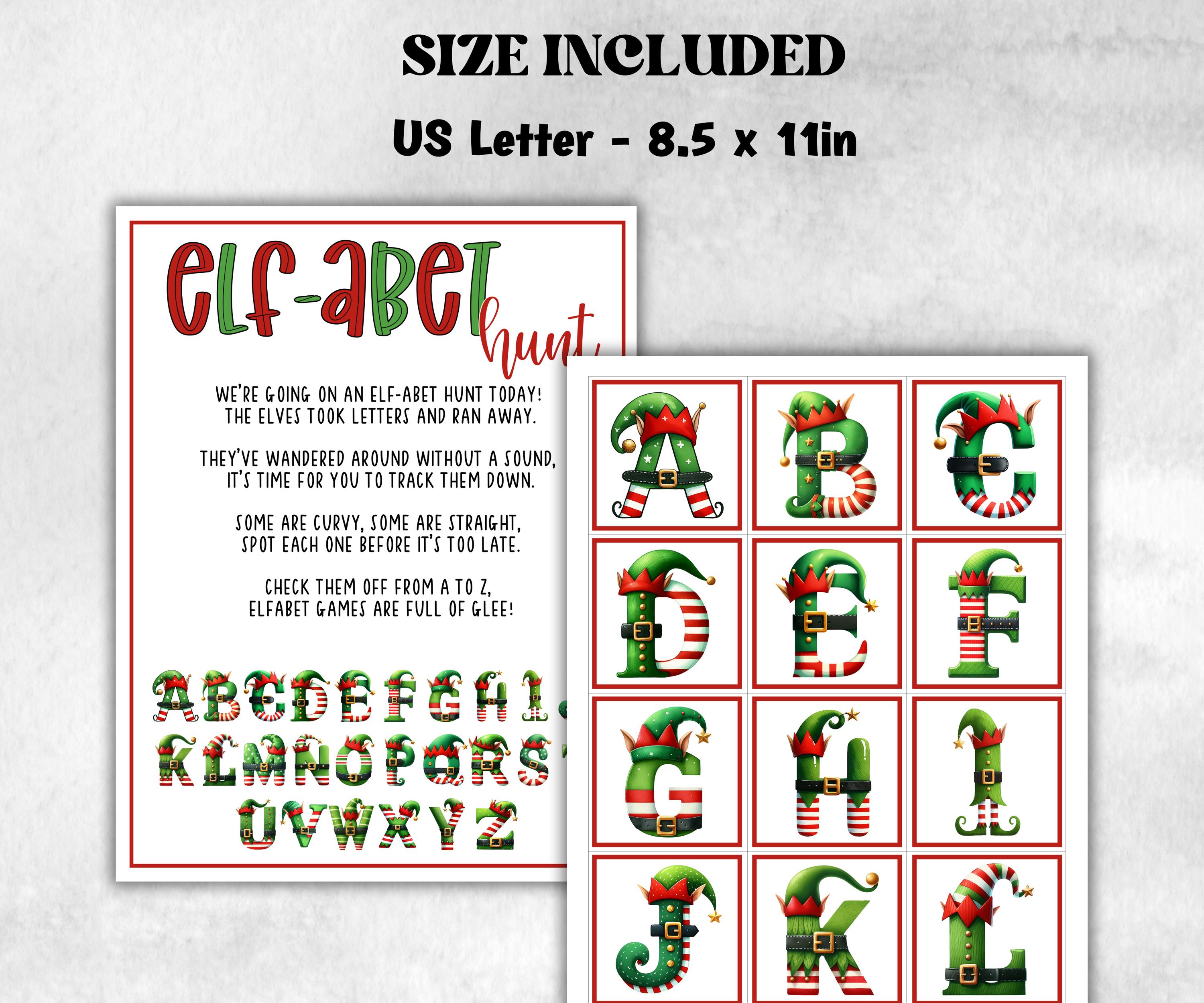 North pole Elf-abet scavenger hunt game, kids Elf hunt game, xmas scavenger hunt, kids teens senior, mischief elf hunt, school classroom-Christmas -TheHustlingCatLady-Party Games