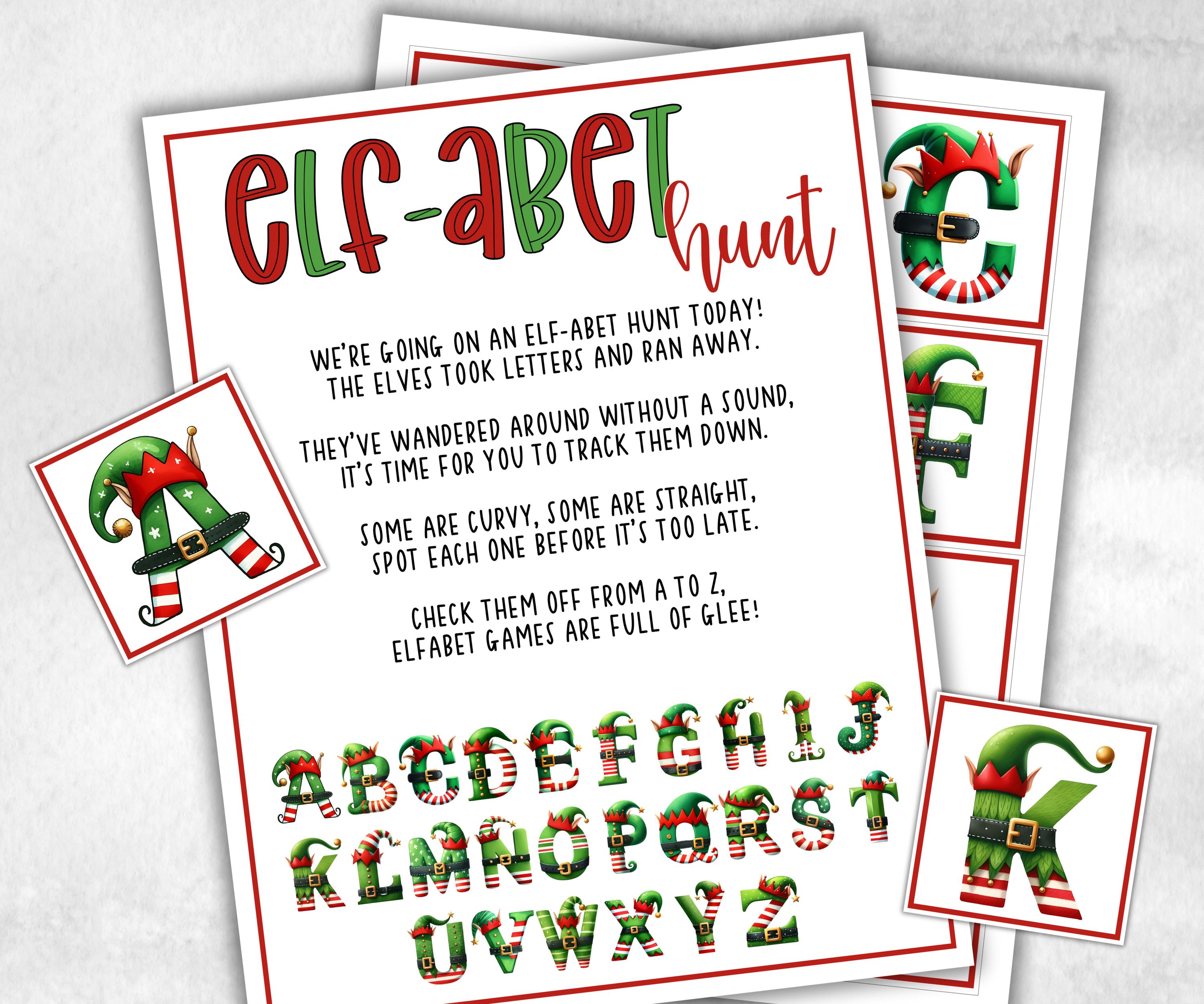 North pole Elf-abet scavenger hunt game, kids Elf hunt game, xmas scavenger hunt, kids teens senior, mischief elf hunt, school classroom-Christmas -TheHustlingCatLady-Party Games
