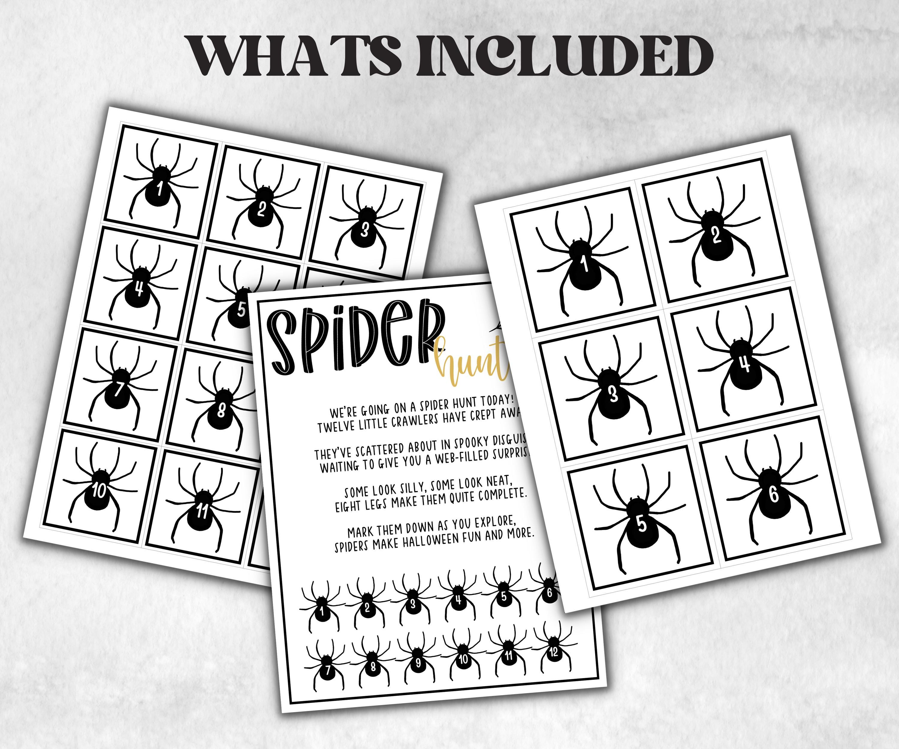 Spider scavenger hunt game, fun spooky clue hunt, trick or treat, ghost bones game, kids spider games, halloween treasure scavenger party-Halloween Printables -TheHustlingCatLady-Party Games