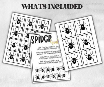 Spider scavenger hunt game, fun spooky clue hunt, trick or treat, ghost bones game, kids spider games, halloween treasure scavenger party-Halloween Printables -TheHustlingCatLady-Party Games