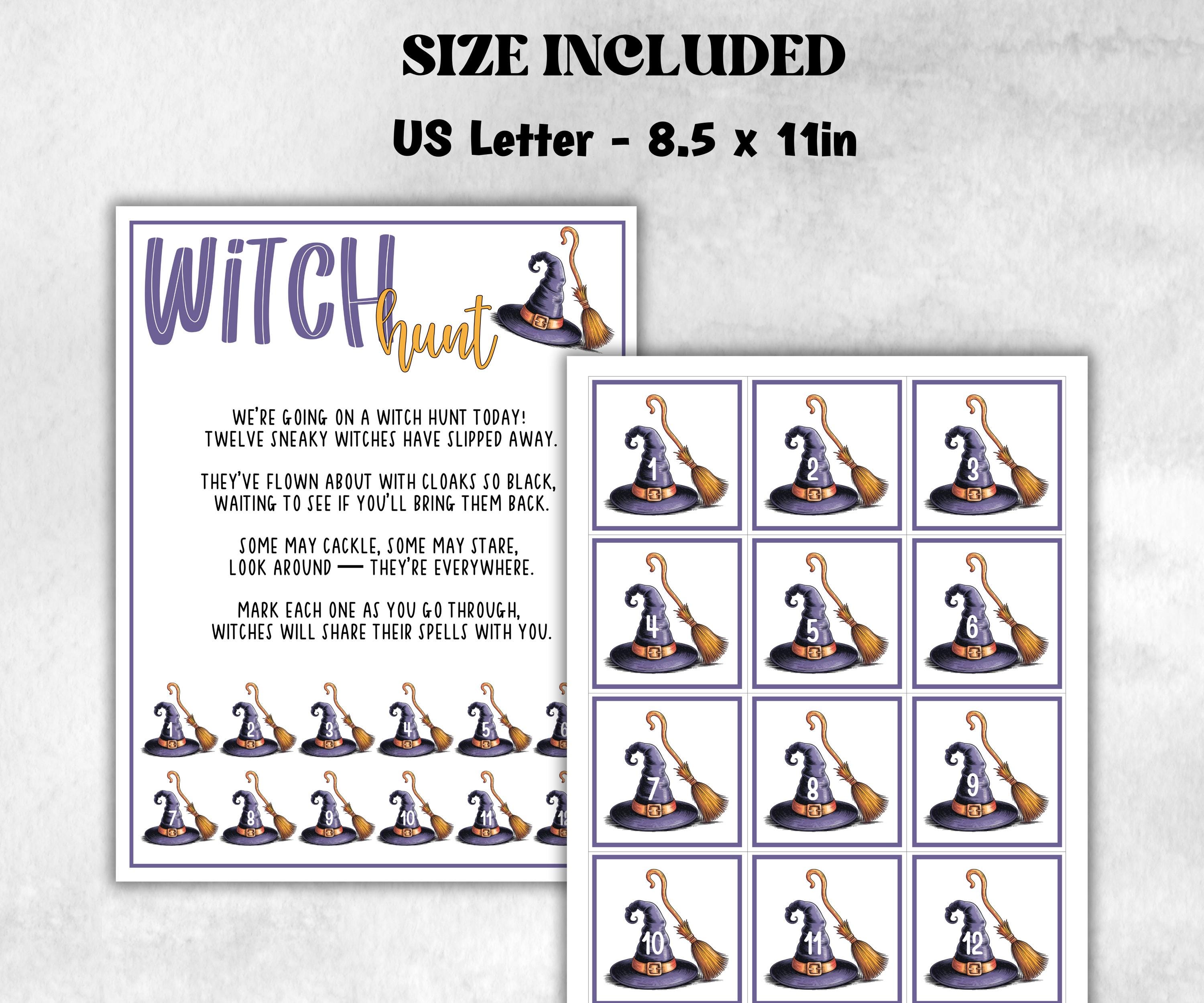 Witch scavenger hunt game, fun spooky clue hunt, trick or treat, ghost bones game, kids witch games, halloween cauldron scavenger party-Halloween Printables -TheHustlingCatLady-Party Games