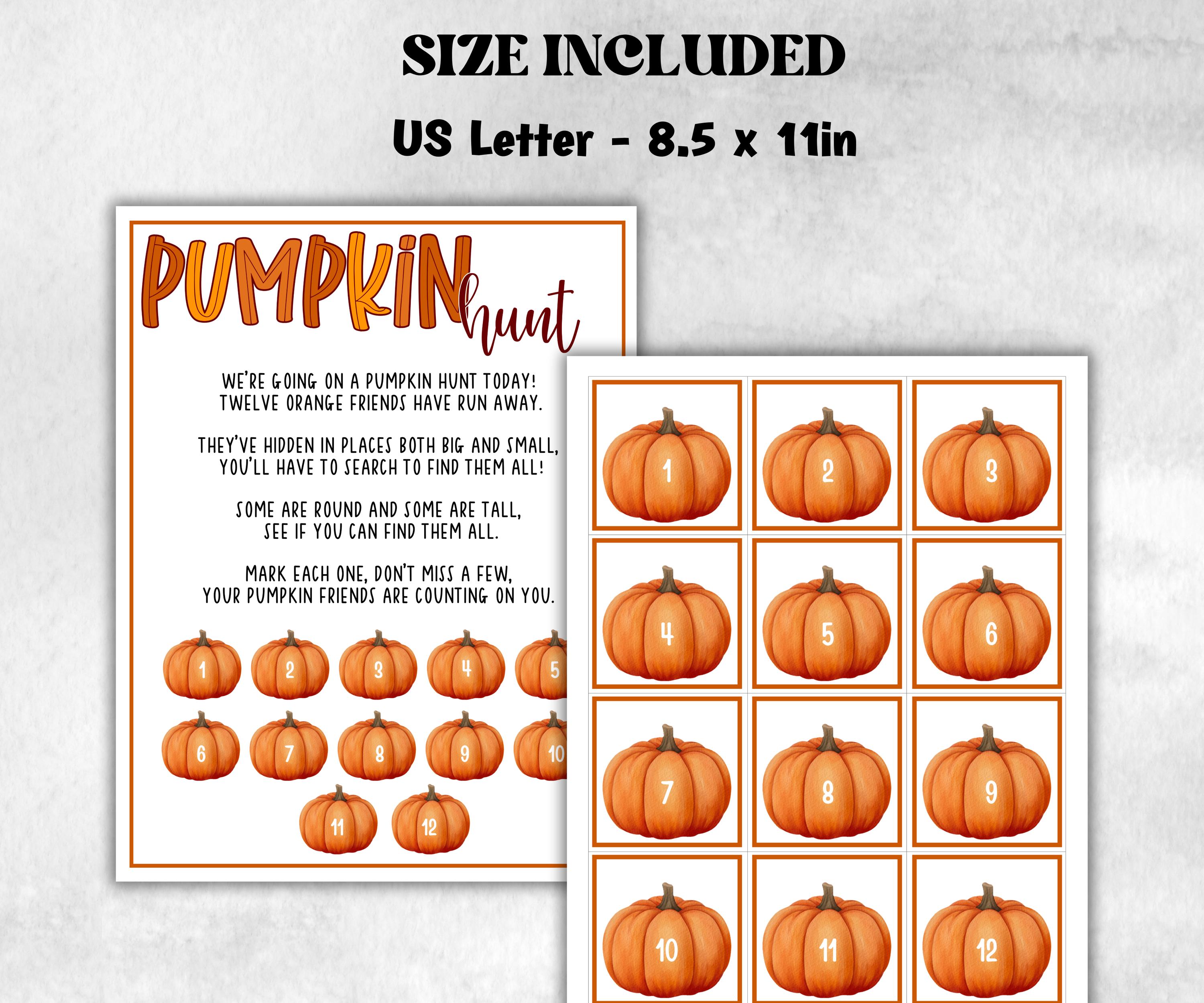Pumpkin scavenger hunt game, fall harvest hunt, thanksgiving game, autumn home hunt,fall neighborhood, family game night, treasure hunt clue-Thanksgiving -TheHustlingCatLady-Party Games
