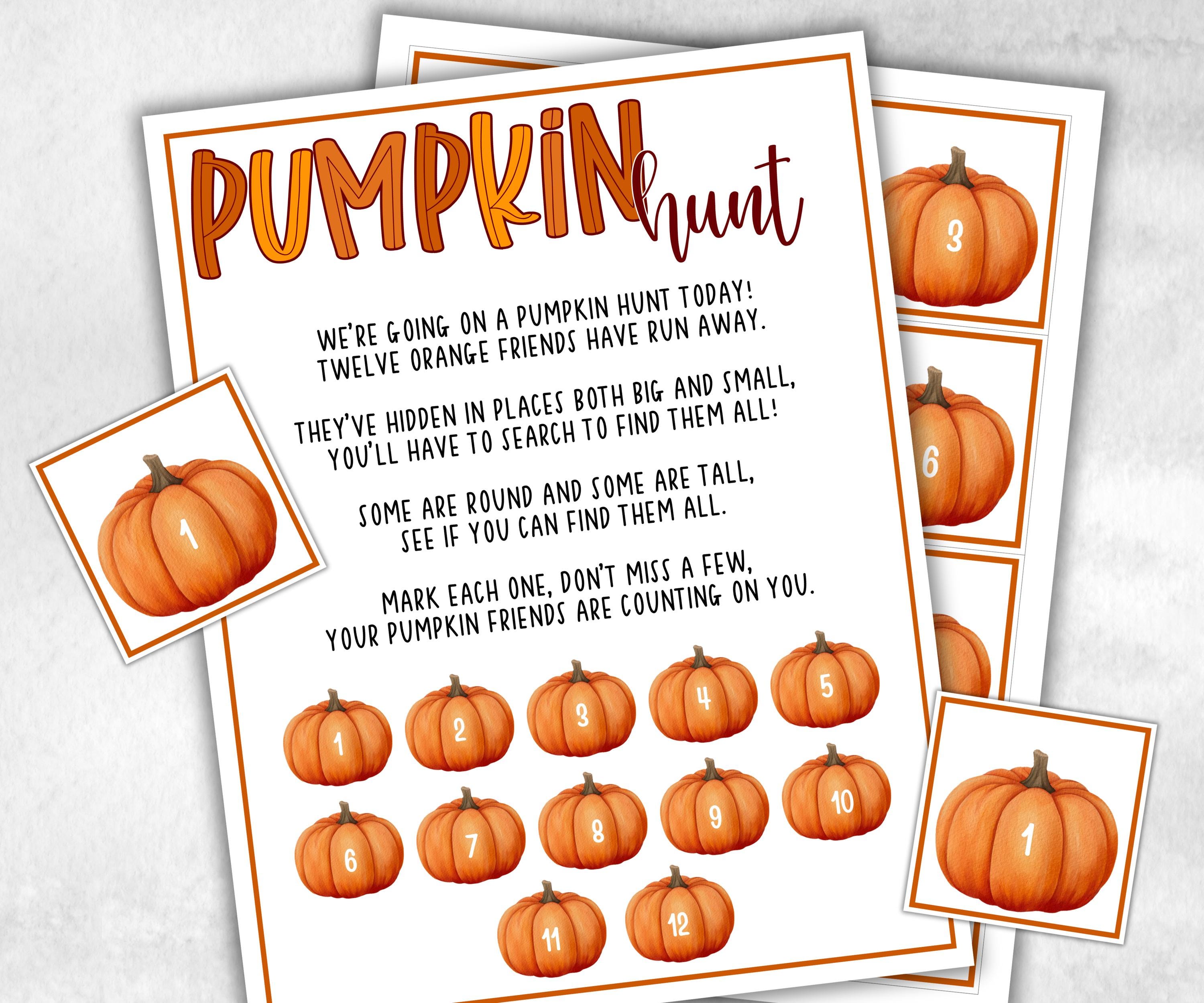 Pumpkin scavenger hunt game, fall harvest hunt, thanksgiving game, autumn home hunt,fall neighborhood, family game night, treasure hunt clue-Thanksgiving -TheHustlingCatLady-Party Games