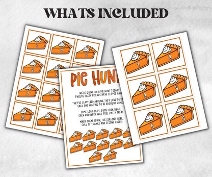 Pie scavenger hunt game, fall harvest hunt, Pumpkin Apple Pie, autumn home hunt, fall neighborhood, family game night, scavenger hunt clues-Thanksgiving -TheHustlingCatLady-Party Games