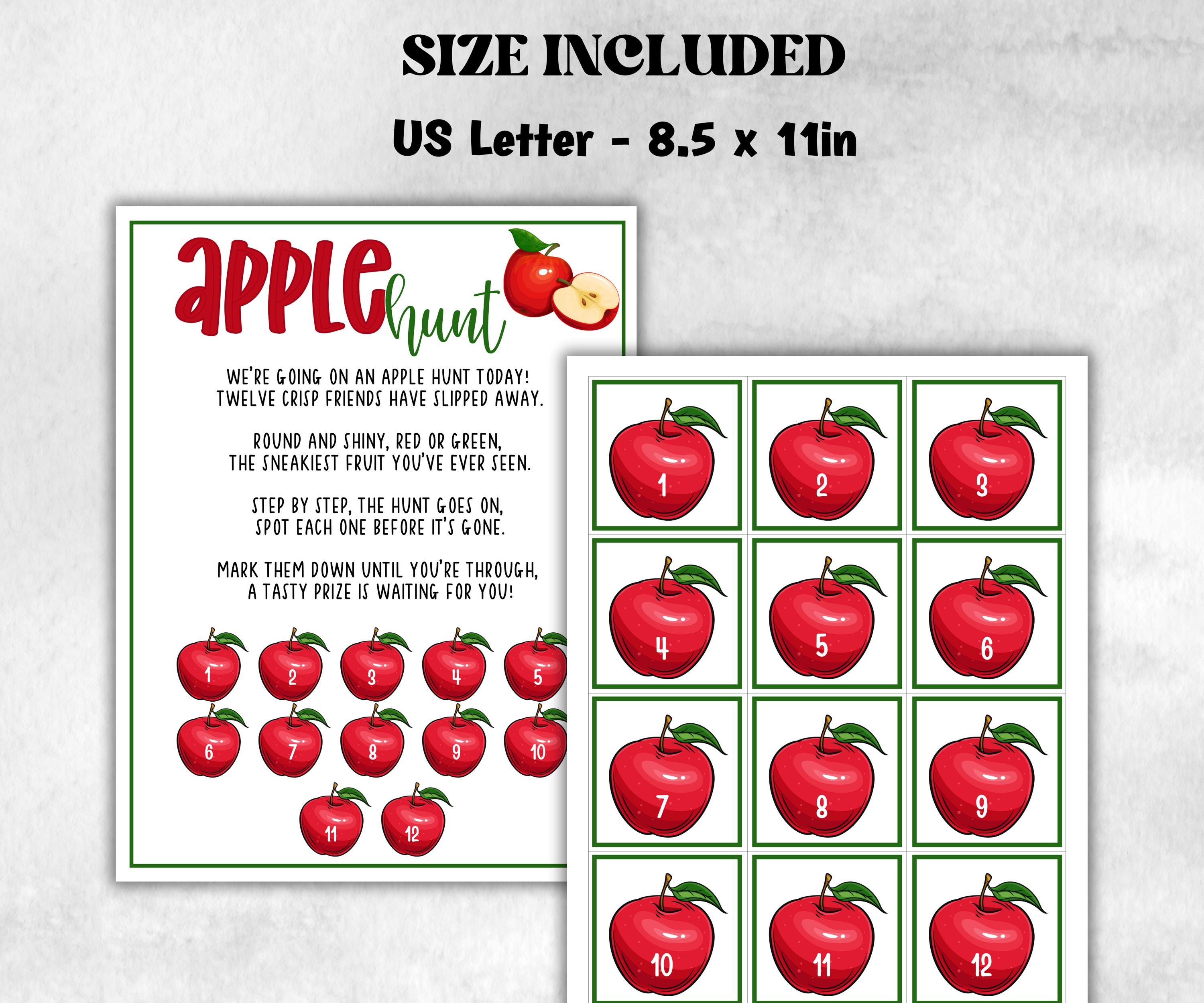 Apple scavenger hunt game, fall harvest hunt, thanksgiving game, autumn home hunt, fall neighborhood, family game night, scavenger hunt clue-Thanksgiving -TheHustlingCatLady-Party Games