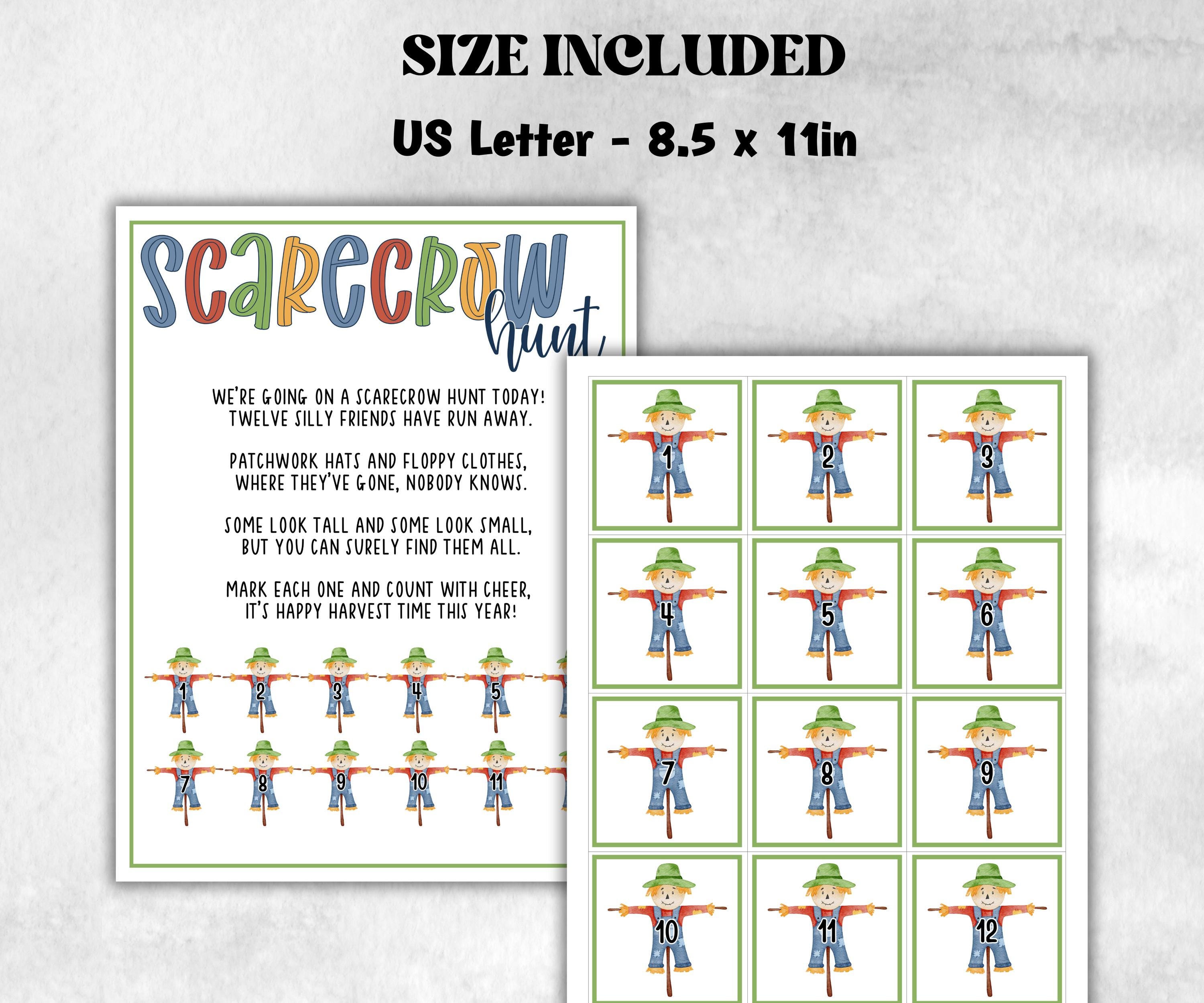 Scarecrow scavenger hunt game, fall harvest hunt, thanksgiving game, autumn home hunt,fall neighborhood, family game night, scavenger clue-Thanksgiving -TheHustlingCatLady-Party Games