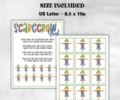 Scarecrow scavenger hunt game, fall harvest hunt, thanksgiving game, autumn home hunt,fall neighborhood, family game night, scavenger clue-Thanksgiving -TheHustlingCatLady-Party Games