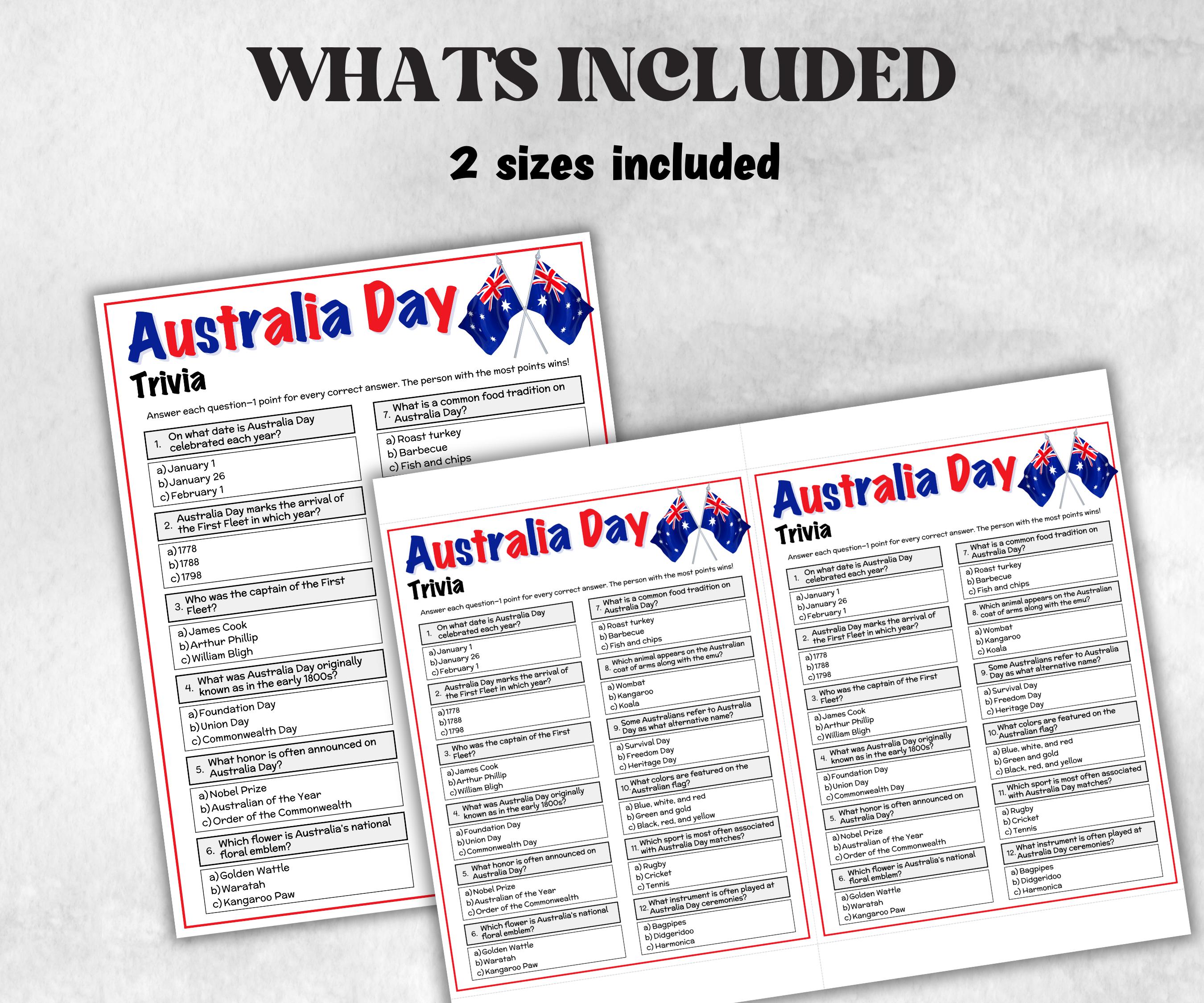 Australia Day Trivia, Road Trip, Big Things Australia, Australian BBQ, Aussie Party, Aussie Pub Trivia, Iconic Australian, Road Trip Quiz-Holidays -TheHustlingCatLady-Party Games