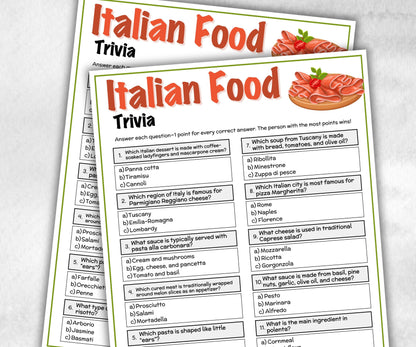 Italian Food Trivia, Family Game Night, Italian Baby Shower, Pizza Pasta Dinner Party, Pasta Party, Games For Seniors, Italian Food Cooking-Holidays -TheHustlingCatLady-Party Games