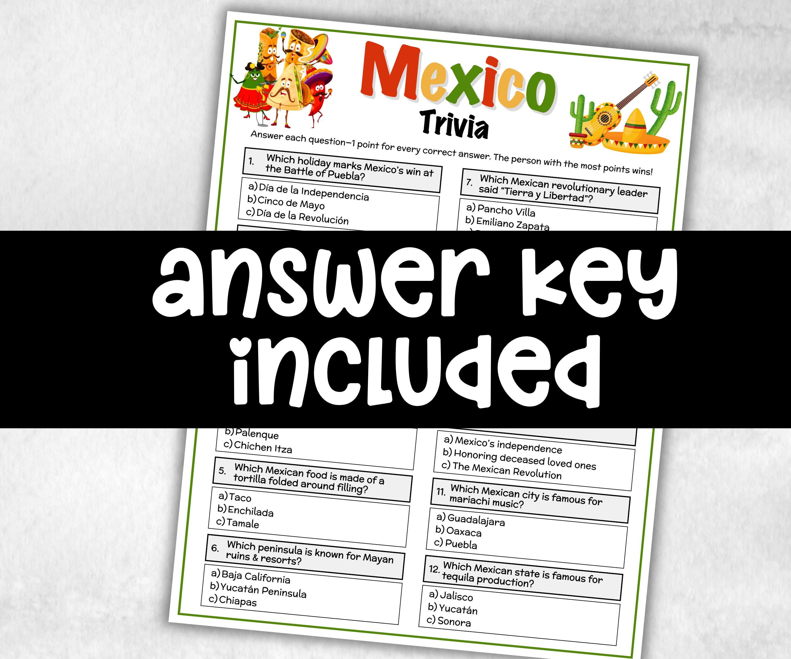 Mexican Trivia Game, Cinco De Mayo, Party Game, Fiesta Party Games, Taco Party, Mexican Fiesta Party, Adults Taco Tuesday, Family Game Night-Holidays -TheHustlingCatLady-Party Games