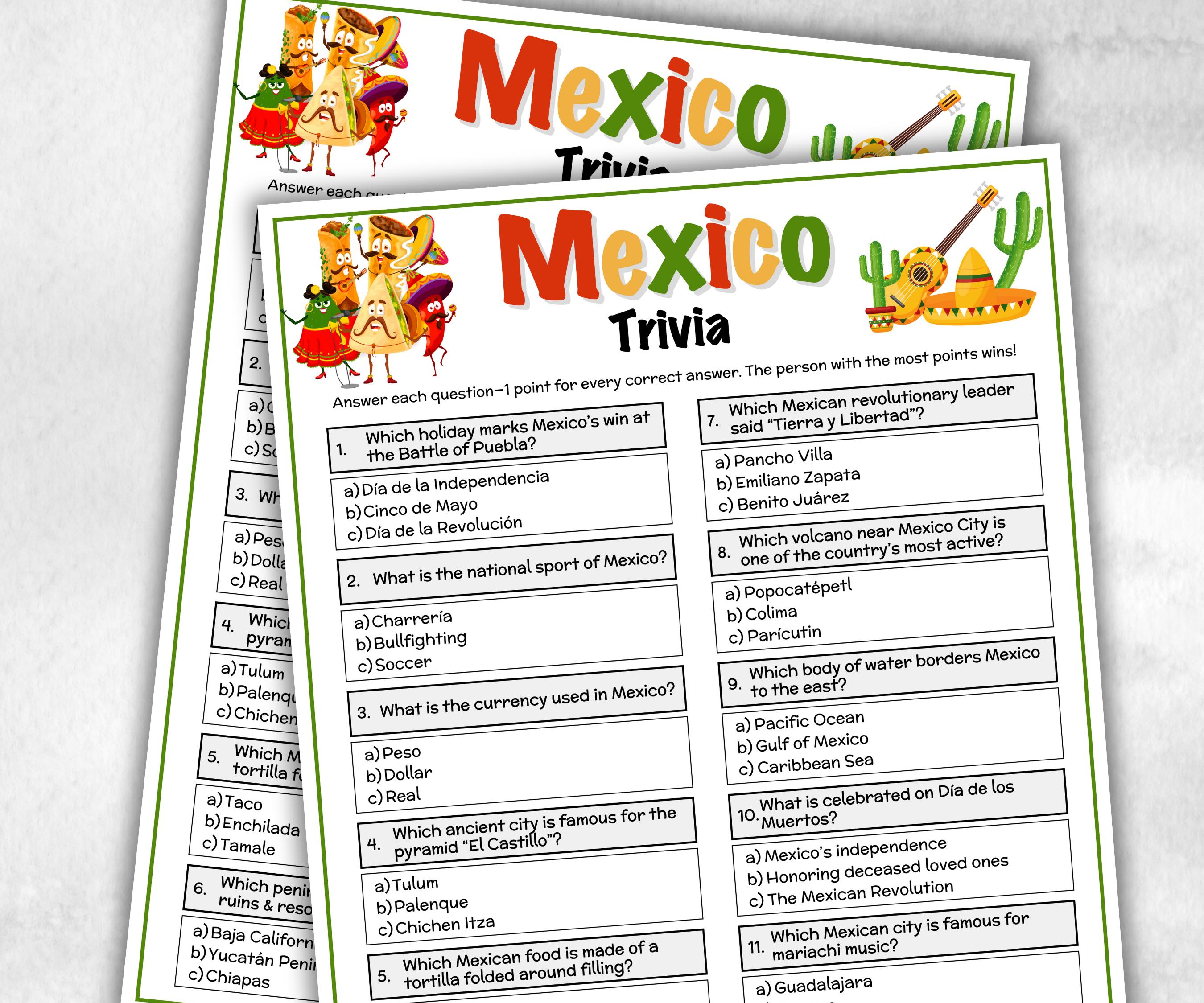 Mexican Trivia Game, Cinco De Mayo, Party Game, Fiesta Party Games, Taco Party, Mexican Fiesta Party, Adults Taco Tuesday, Family Game Night-Holidays -TheHustlingCatLady-Party Games