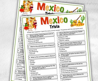 Mexican Trivia Game, Cinco De Mayo, Party Game, Fiesta Party Games, Taco Party, Mexican Fiesta Party, Adults Taco Tuesday, Family Game Night-Holidays -TheHustlingCatLady-Party Games