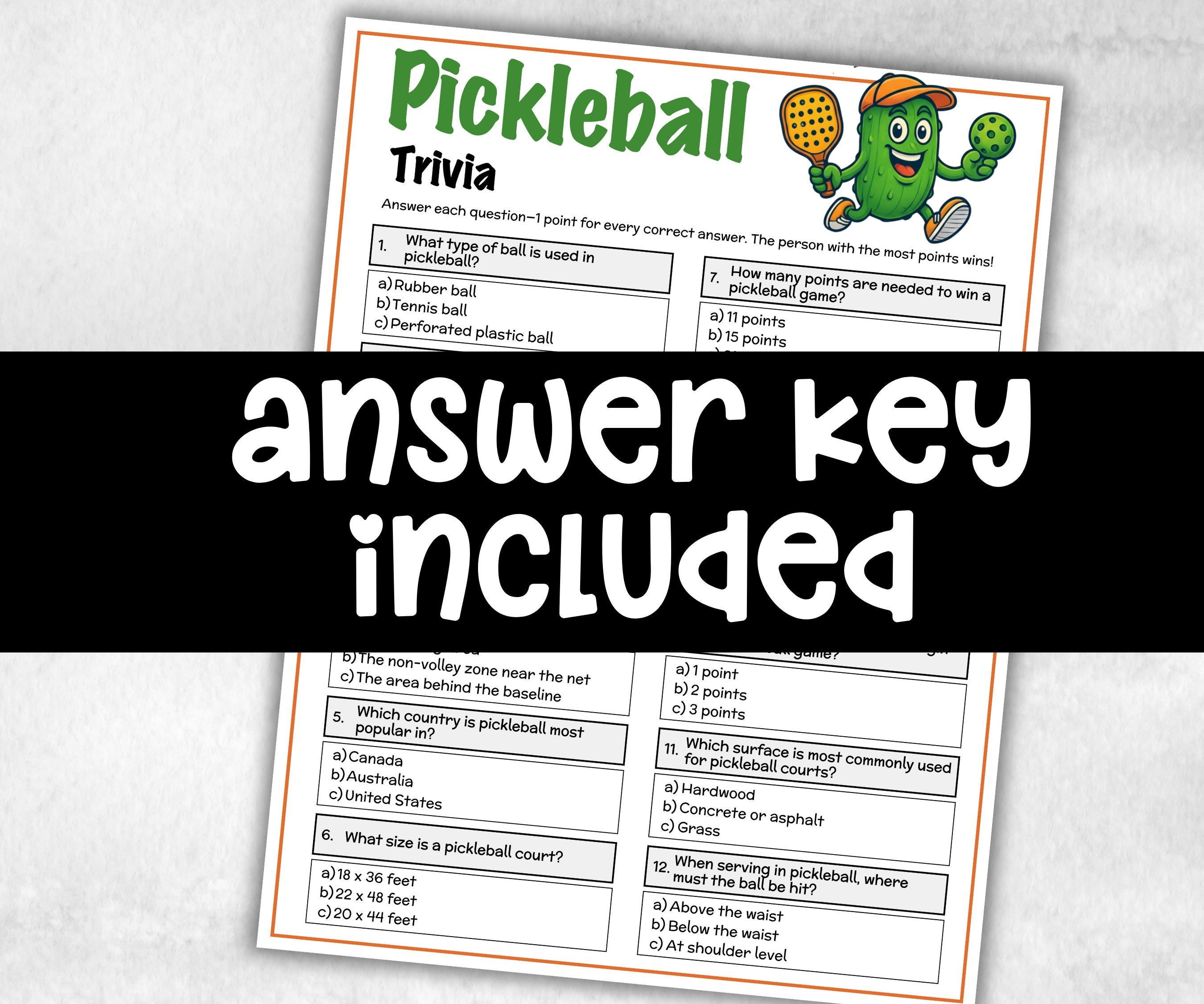 Pickleball Trivia, Pickleball Party, Pickleball Themed Birthday, Adult Trivia, Kids Trivia, Virtual Sports Party, Pickleball Lover Ideas-Holidays -TheHustlingCatLady-Party Games