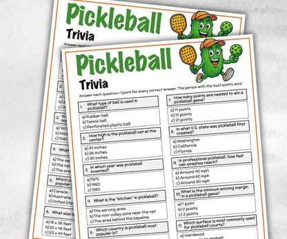 Pickleball Trivia, Pickleball Party, Pickleball Themed Birthday, Adult Trivia, Kids Trivia, Virtual Sports Party, Pickleball Lover Ideas-Holidays -TheHustlingCatLady-Party Games