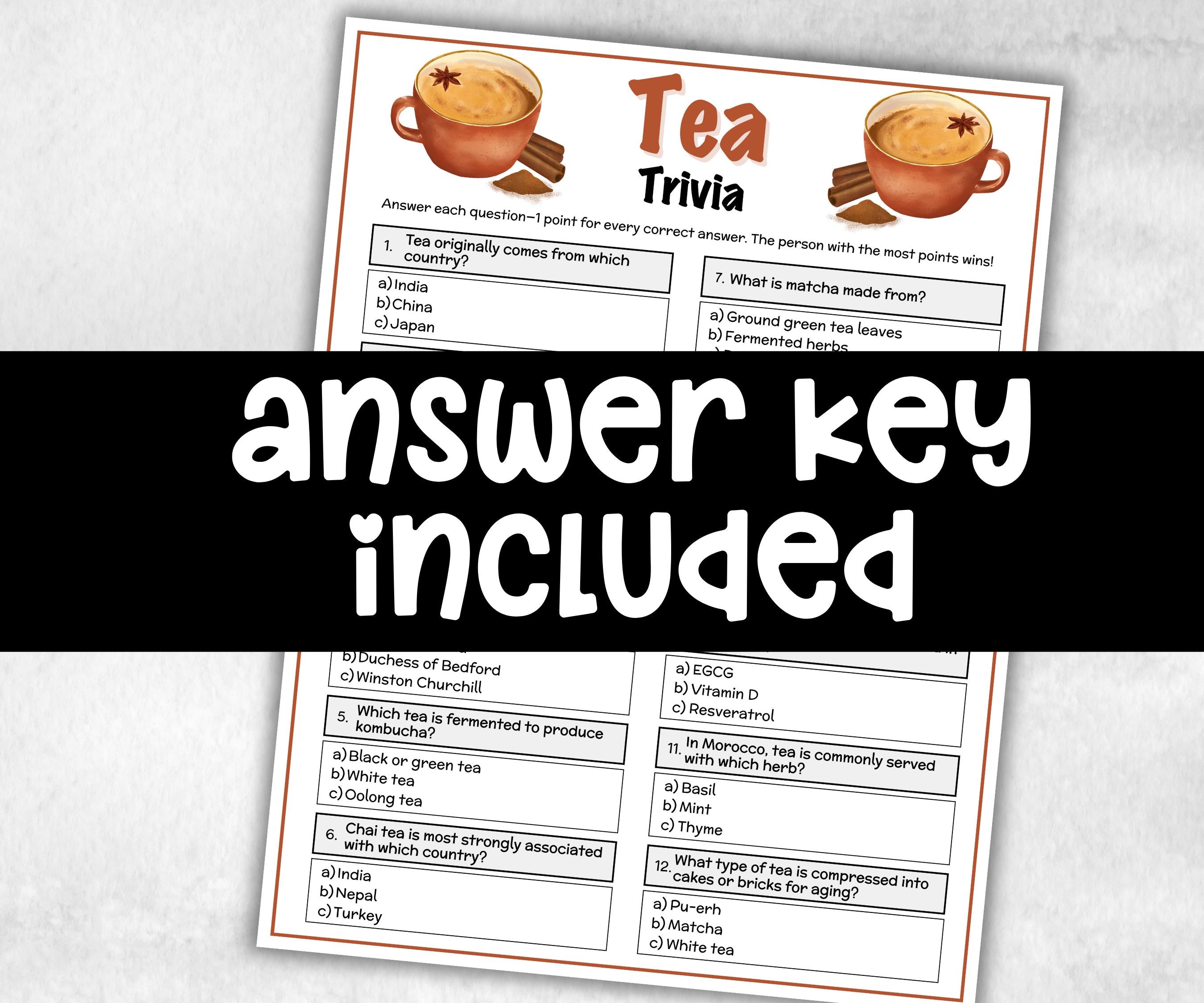 Tea Trivia, Tea Party Birthday Activities,Afternoon Tea Party, Garden Tea Party, Ladies Tea Party, Womens Ministry, Kids Tea Party Etiquette-Holidays -TheHustlingCatLady-Party Games