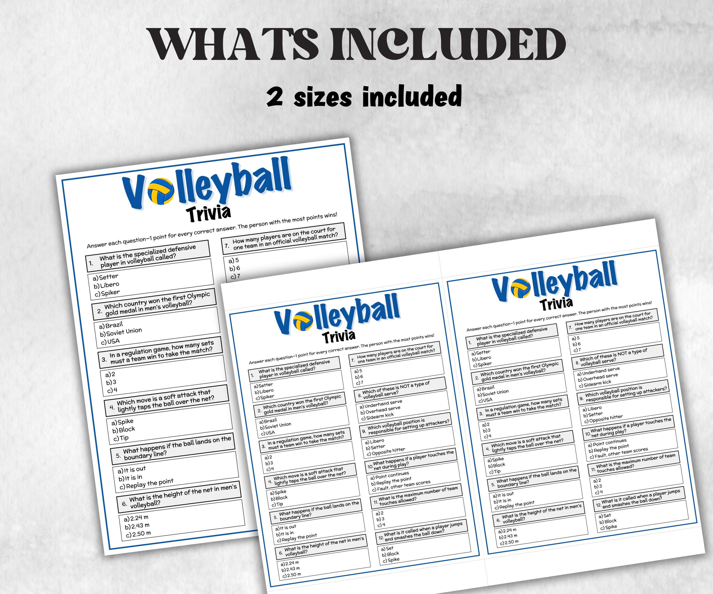 Volleyball Trivia, Sports Party Games, Sports Trivia, Volleyball Birthday theme, Virtual Party, Travel Volleyball, Volleyball Team, atletics-Holidays -TheHustlingCatLady-Party Games