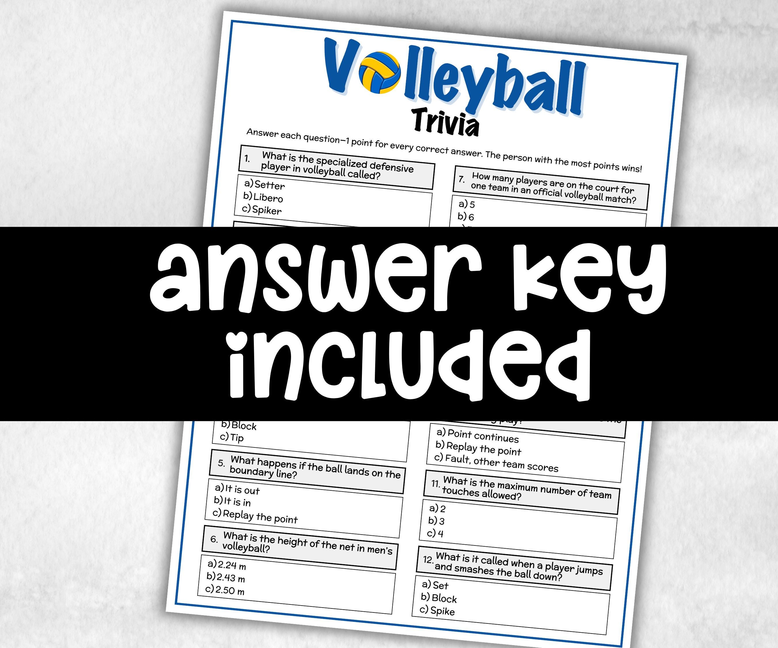 Volleyball Trivia, Sports Party Games, Sports Trivia, Volleyball Birthday theme, Virtual Party, Travel Volleyball, Volleyball Team, atletics-Holidays -TheHustlingCatLady-Party Games
