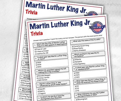 Martin Luther King Trivia, Mlk Day Game, Black History Month, Patriotic Game, King Holiday, Patriotic Party, Black Jeopardy, America Game-Holidays -TheHustlingCatLady-Party Games