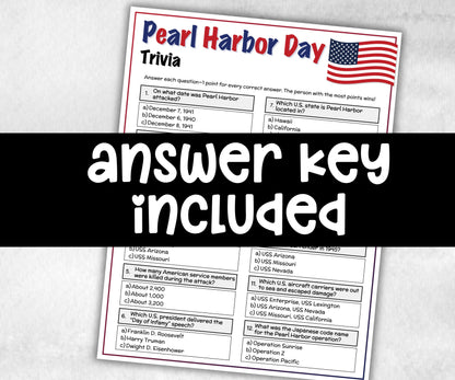 Pearl Harbor Day Trivia, Patriotic Game, uss arizona, infamy, world war 2, american history, military history, veteran, us navy memorial USA-Holidays -TheHustlingCatLady-Party Games