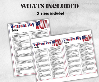 Veterans Day Trivia, Memorial Day, 4th Of July Game, Family Game Night, Patriotic Party Game,Family Reunion Game, Veterans Day Quiz question-Holidays -TheHustlingCatLady-Party Games