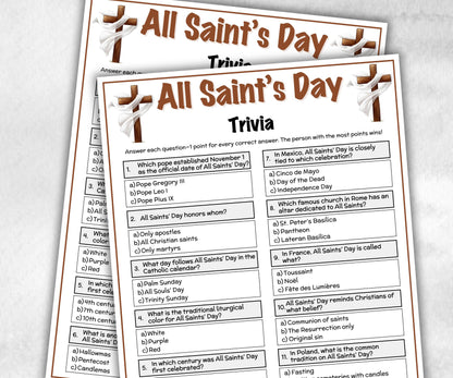 All Saint's Day Trivia, Catholic Church Activity, Church Fundraiser, Adult Teen church Icebreaker, Catholic Homeschool, All souls day party-Office Supplies -TheHustlingCatLady-Party Games