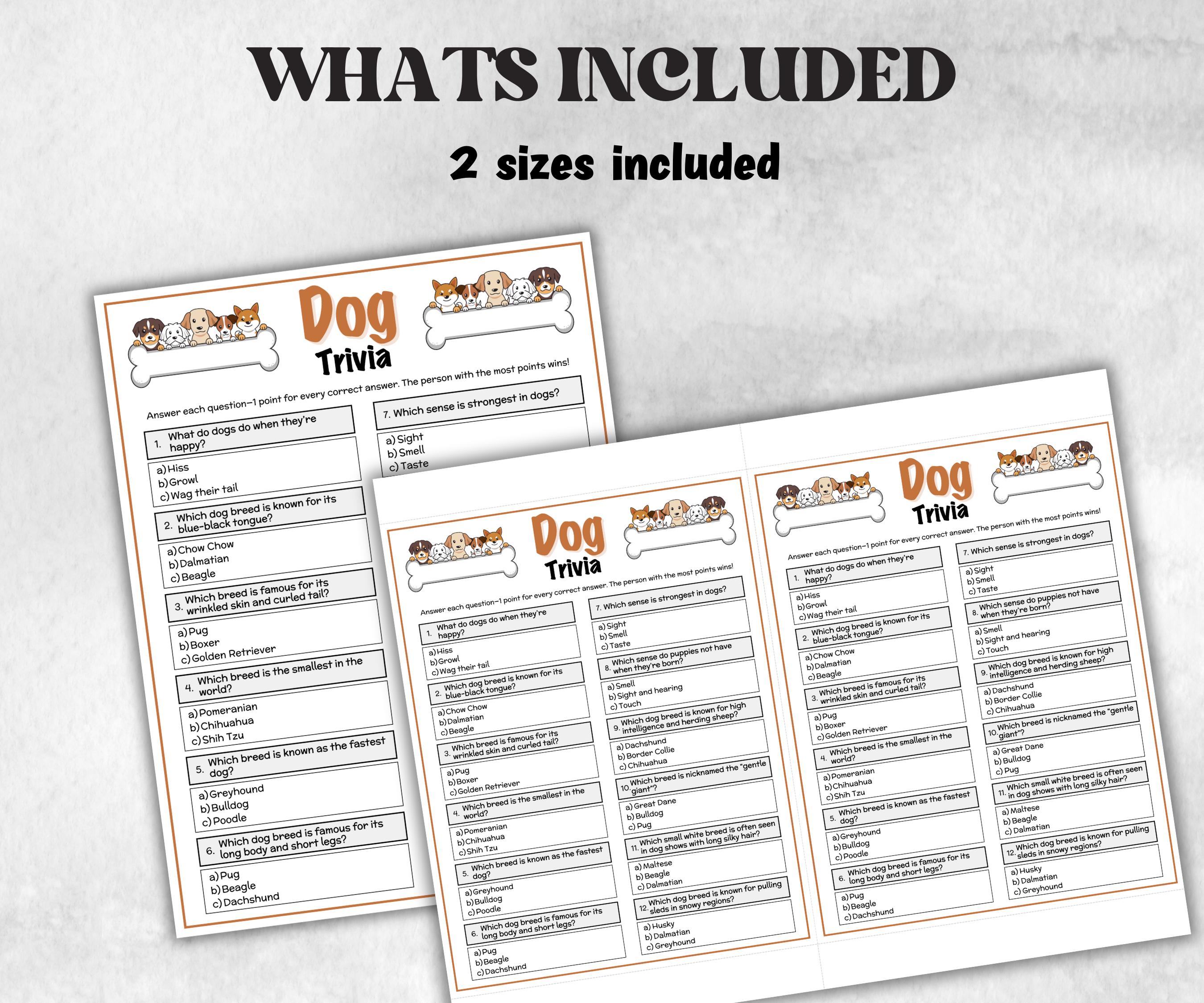 Dog Trivia Game, Family Game Night, Dog Birthday Game, Dog Party Activity, Dog Printable Game, Dog Breed Quiz, Pet Adoption Game, Pet Trivia-Holidays -TheHustlingCatLady-Party Games