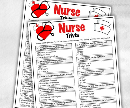 Nurse Trivia, Nurse Retirement, Nurse Graduation, Medical Trivia, Nurse Appreciation, Nurse Week, Hospital Party Game,Nursing School Student-Holidays -TheHustlingCatLady-Party Games